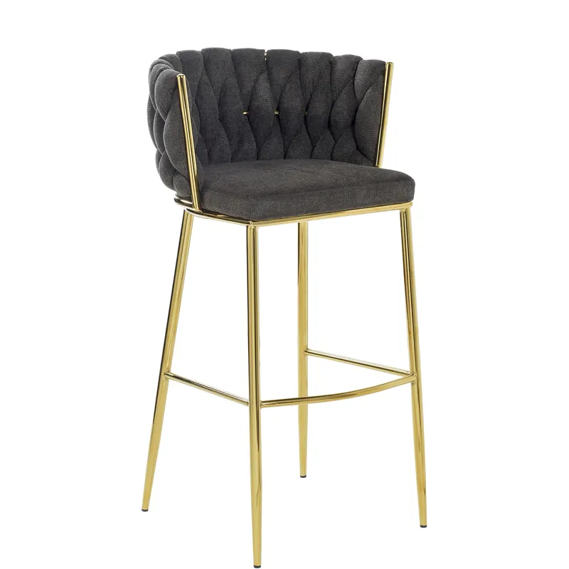 Luxury Woven Black and Polished Gold Chair
