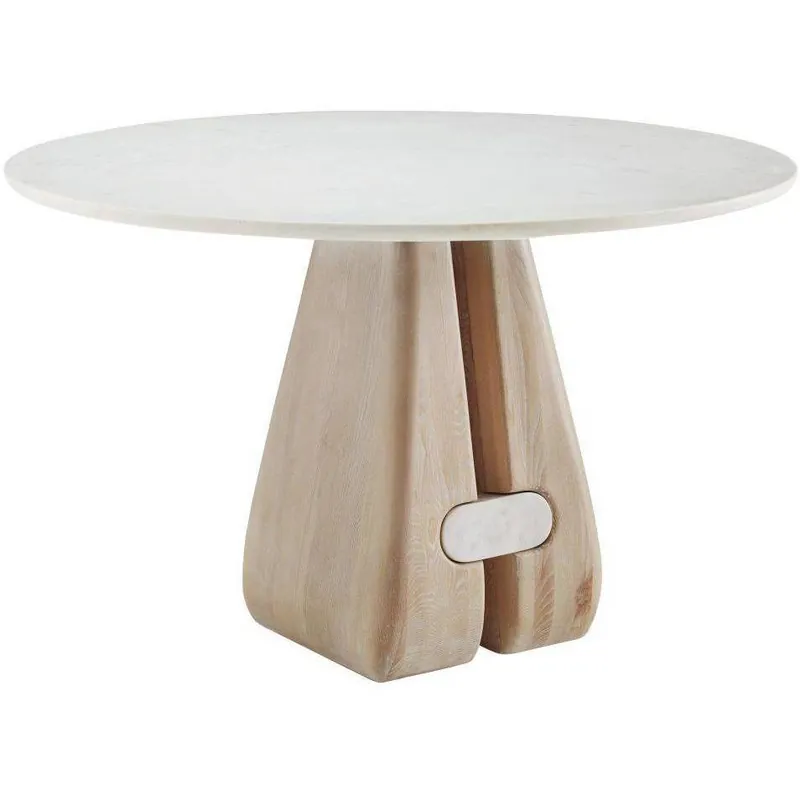 Deal Melt 48 inch Cerused Natural Wood and White Marble Entry Table