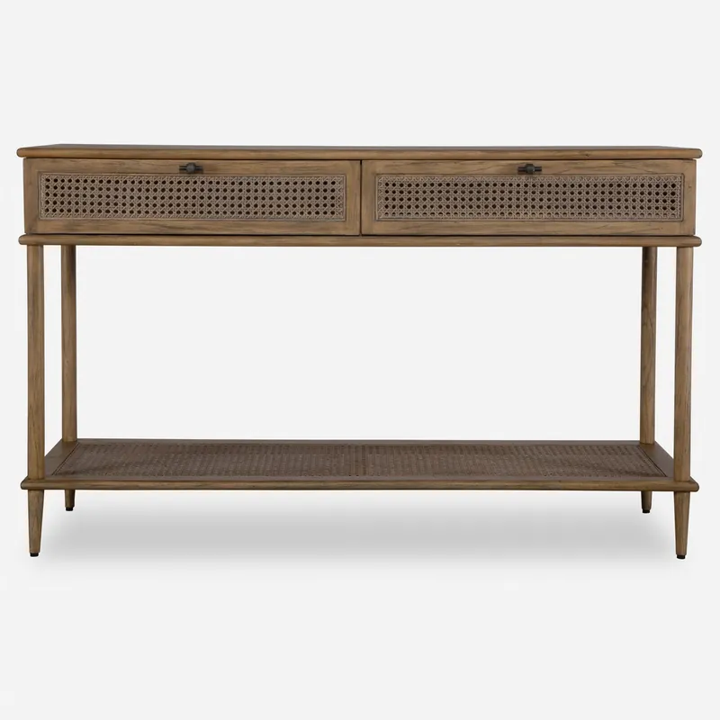 High Quality Coast 52 inch Soft Oak Stain and Dark Gunmetal Console Table