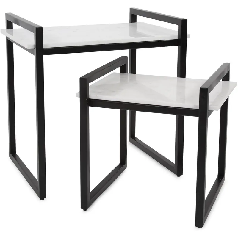 Fresh Stock Santiago 24 X 18 inch Graphite and White Nesting Tables