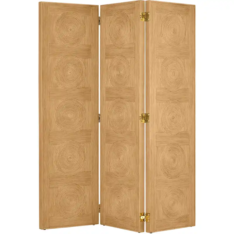 Limited Offer Santos 76 inch Sea Sand/Brass Room Divider Screen