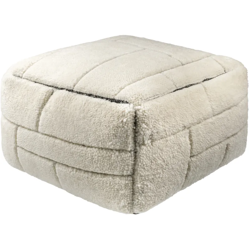 Jakob 14 inch Off-White/Light Grey/Ash/Slate Grey Taupe Pouf Popular