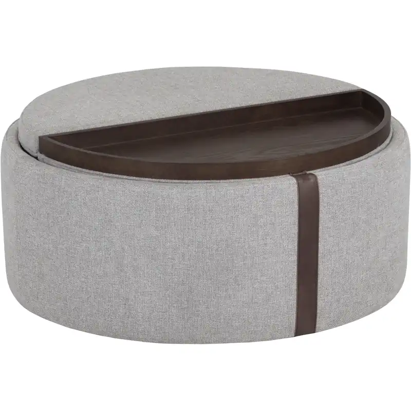 Handmade Borelli 17.25 inch Belfast Heather Grey / Autumn Chestnut Wheeled Storage Ottoman, Wheeled