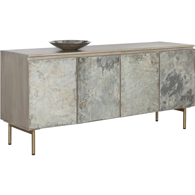 Mirabelli 67.5 X 19 inch Light Grey / Brass Sideboard Weekend Sale