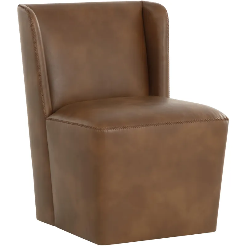 Amita Tobacco Tan Wheeled Dining Chair Wholesale