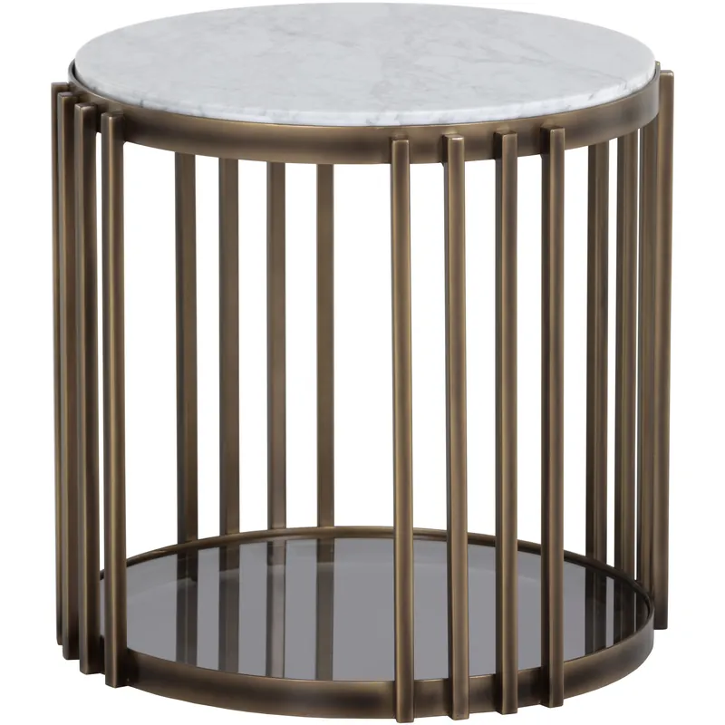 Naxos 22.5 X 22 inch White / Rustic Bronze Side Table Grab Now