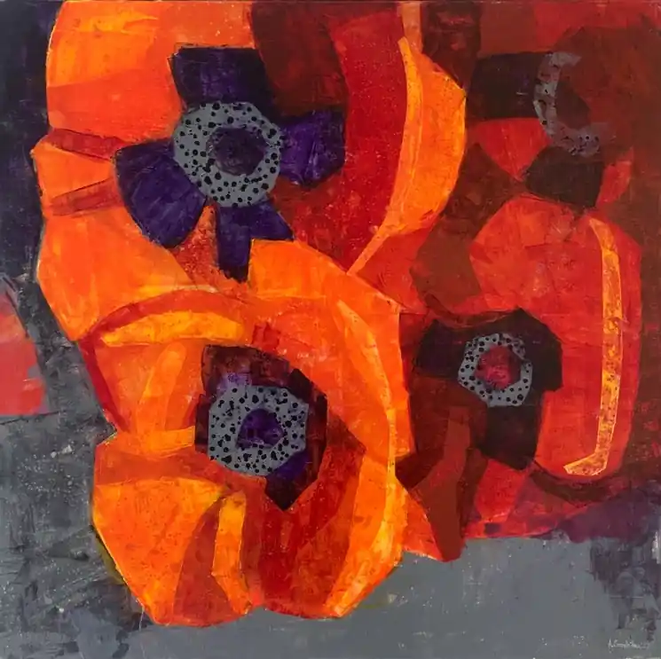 Weekend Sale ▷ Orange poppies ( Paradise Garden) by Anna Masiul-Gozdecka, 2023 | Acrylic Painting
