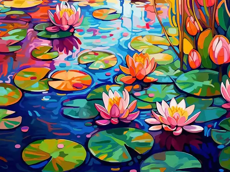 ▷ Water Lilies II by Kosta Morr, 2025 | Acrylic Painting New Arrival