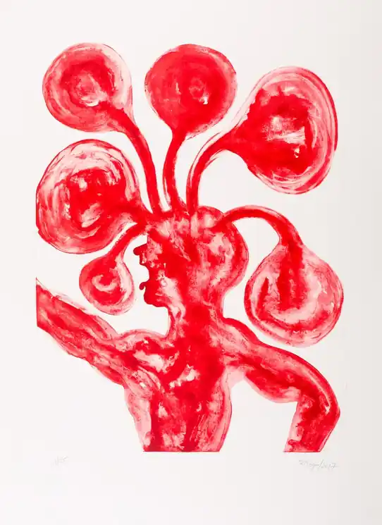 Factory Price ▷ Pump Up Mind by Barthélémy Toguo, 2017 | Red Print