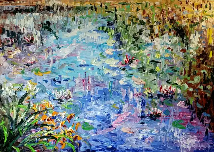 ▷ Ninfe Riflessi by Antonino Puliafico, 2022 | Palette knife painting Last Chance