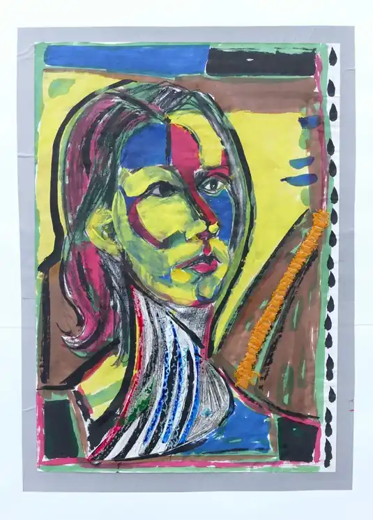 ▷ Large face - woman by Karl-Karol Chrobok, 2019 | Collage Painting Hot Deal