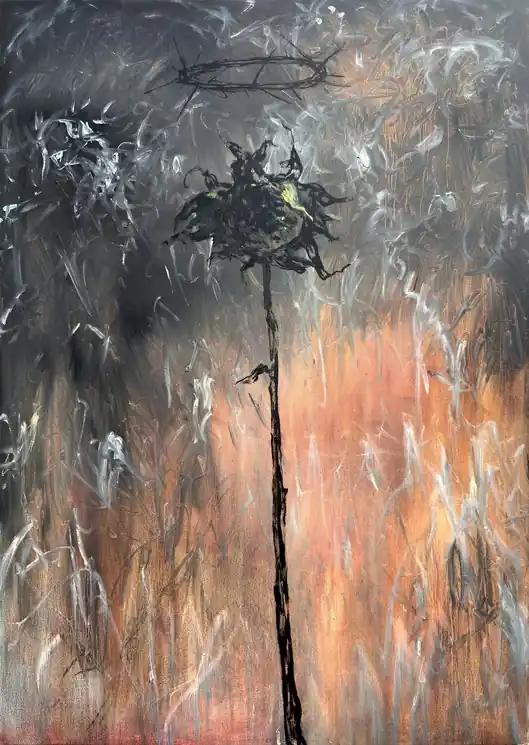 Buy Today ▷ Black Sunflower (Crown of Thorns) by Zakhar Shevchuk, 2025 | Oil Painting for Sale