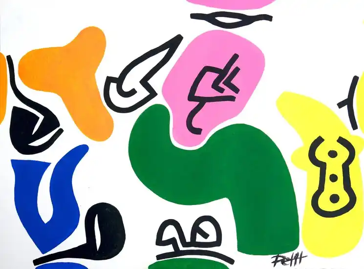 Hassle-Free Returns ▷ Cinq couleurs by Jean-Pierre Petit, 2025 | Acrylic Painting
