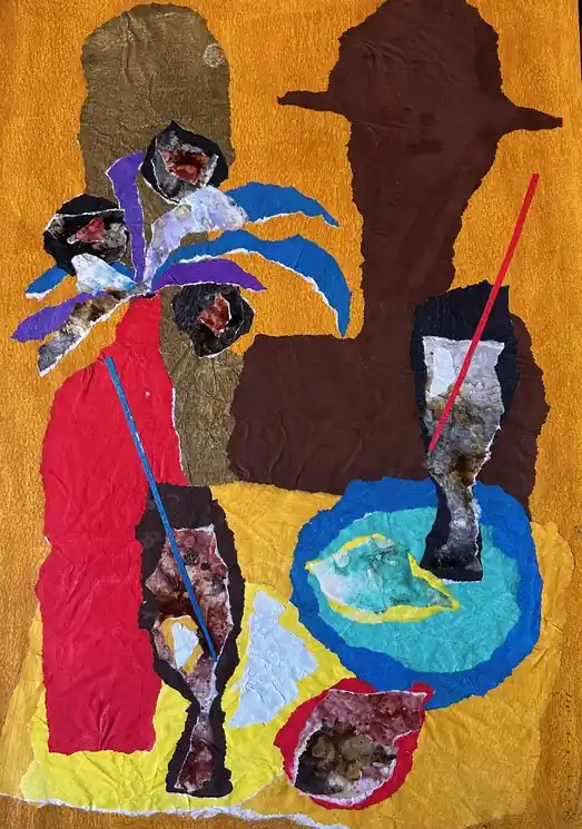 ▷ In the restaurant by Vladimir Kordiukov, 1998 | Collage Painting Deal