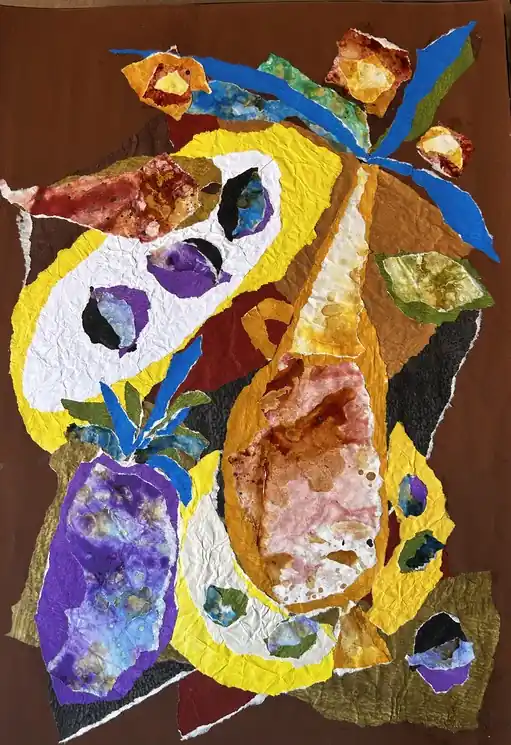 Must Have ▷ Still Life on a brown background by Vladimir Kordiukov, 1997 | Collage Painting