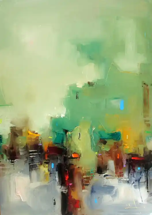 ▷ Urban composition by Stanislav Lazarov, 2024 | Oil Painting for Sale Holiday Sale