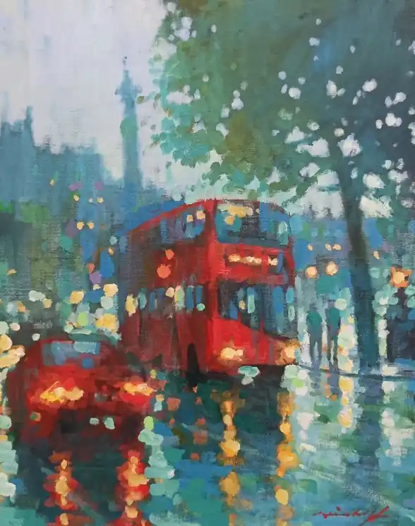 Fresh Stock ▷ Early Morning in Trafalgar Square by David Hinchliffe, 2025 | Oil Painting for Sale
