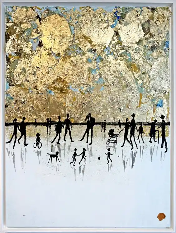 ▷ Little Love Adventure by Katharina Hormel, 2024 | Gold Leaf Paintings Free Delivery
