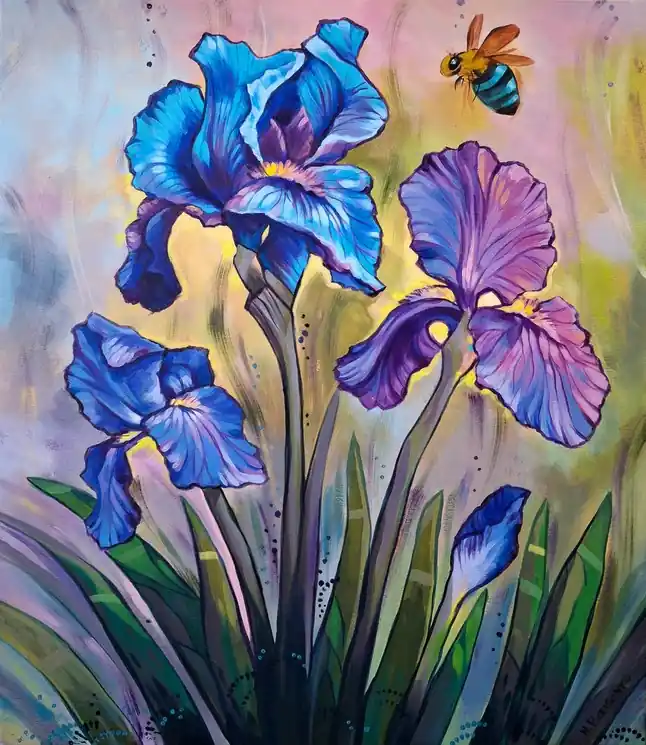 ▷ Inner Garden No.2 — Irises by Natalie Borisenko, 2025 | Acrylic Painting Free Delivery