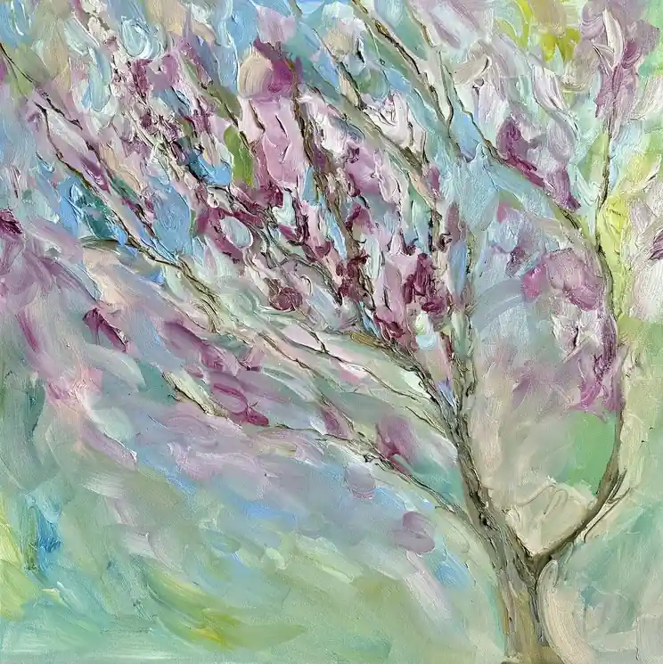 Price Drop ▷ The apple tree is in bloom by Elya Reshetnikova, 2023 | Oil Painting for Sale