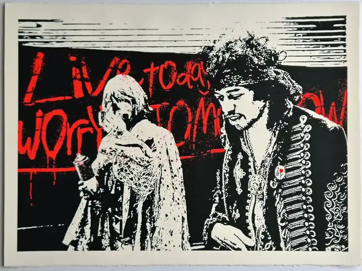 ▷ Live Today Worry Tomorrow by Mr Brainwash, 2010 | Screen print Limited Offer