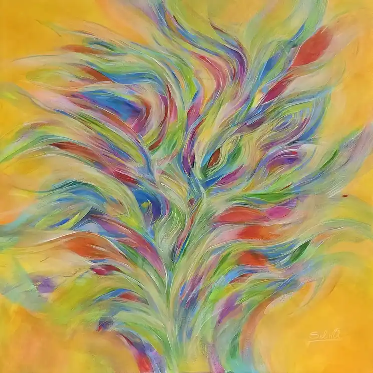 Trending ▷ Flameleaf Symphony by Anna Selina, 2025 | Acrylic Painting