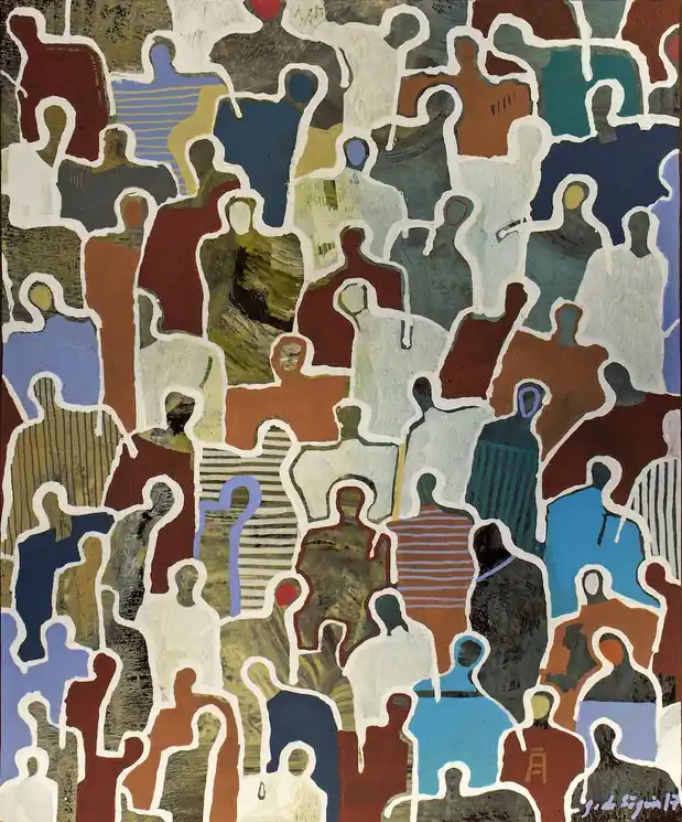 Clearance ▷ J+ homme au A ocre by Gaëtan de Séguin, 2017 | Acrylic Painting