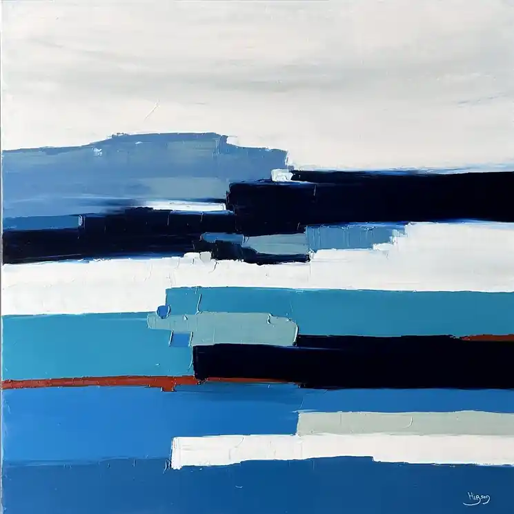 ▷ Infiniment bleu 7 by Sandrine Hirson, 2023 | Oil Painting for Sale Clearance