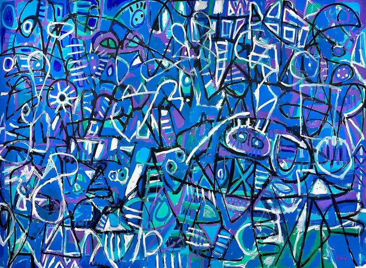▷ Improvisación 2 Serie la Caja Negra by Enrique Pichardo, 2024 | Acrylic Painting Seasonal Sale