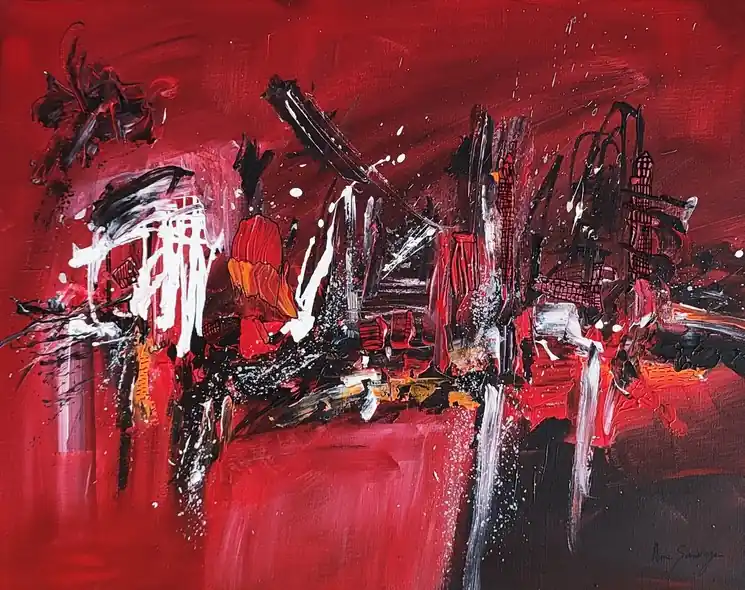 ▷ Monde rouge by Âme Sauvage, 2023 | Palette knife painting Hot Deal