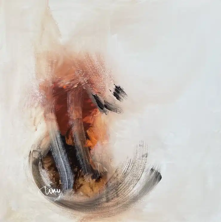 Must Have ▷ Abstract raw energy in burned sienna 2 by Tiny de Bruin, 2025 | Acrylic Painting