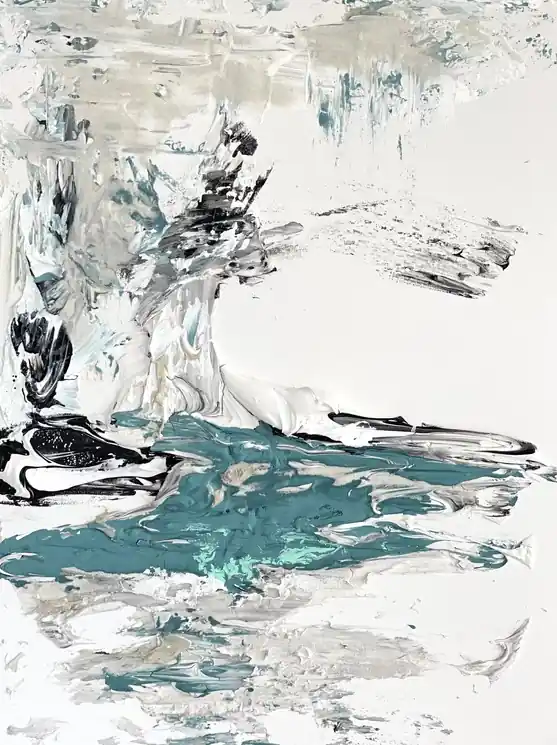 ▷ Hidden Light - Teal Obsession by Daniela Pasqualini, 2022 | Mixed Media Painting Fast Shipping