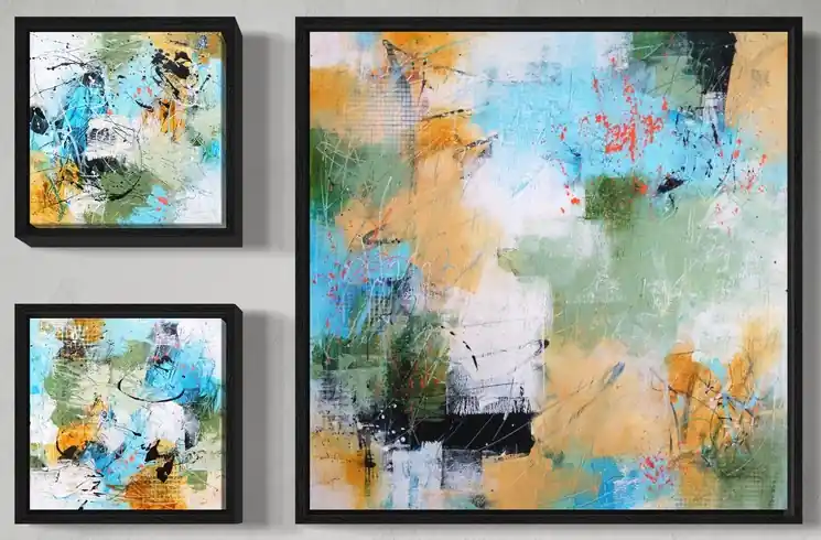 ▷ Abstract Triptych by Vera Hoi, 2024 | Acrylic Painting Markdown
