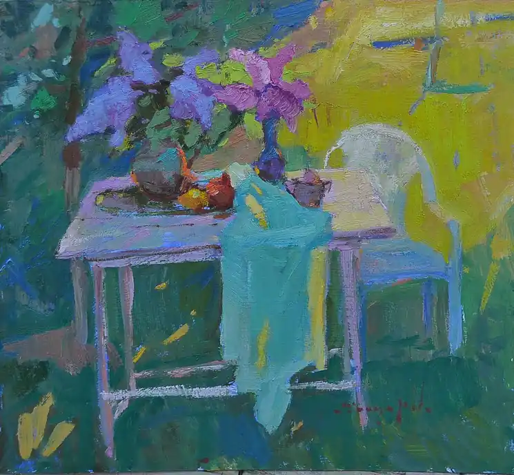Fast Shipping ▷ In the shade by Alexander Shandor, 2022 | Cardboard Painting