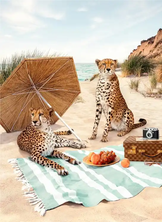 ▷ Beach Cheetahs - LARGE by Paul Fuentes, 2023 | fine art print Top Rated