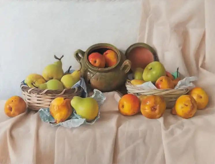 ▷ Pear season in Cochabamba by Karina Lara, 2023 | Pastel Paintingss Express Delivery