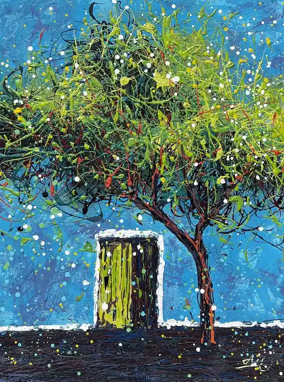 ▷ Under the Olive Tree (ready to hang) by Nadin Antoniuk, 2025 | Acrylic Painting Discount