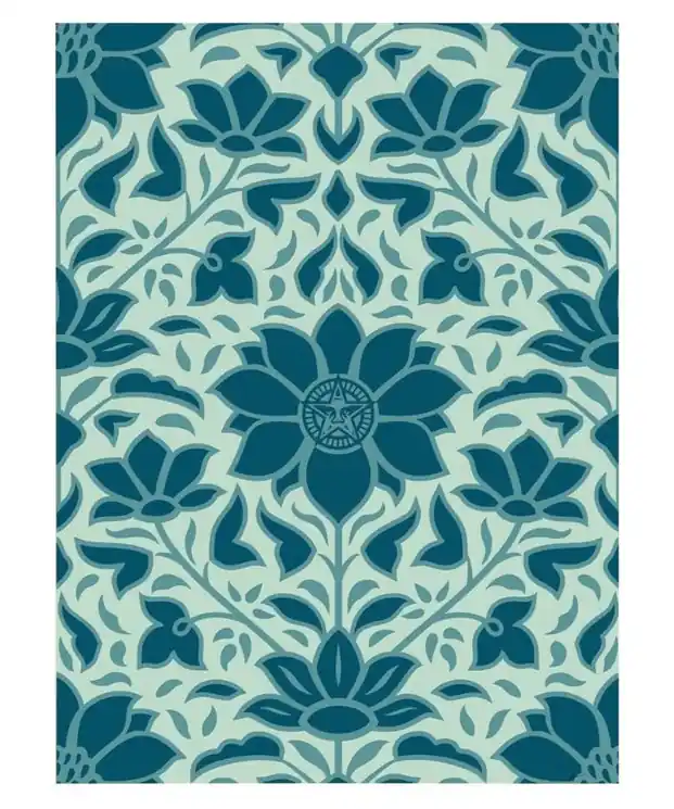 ▷ Obey floral pattern blue by Shepard Fairey (Obey), 2024 | Screen print Flash Sale