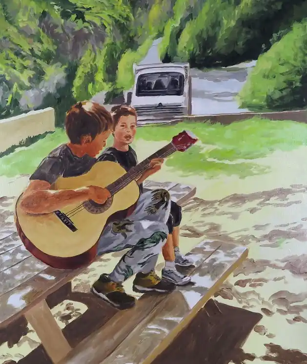 ▷ 2 Singers by Karine Bartoli, 2024 | Oil Painting for Sale Best Choice