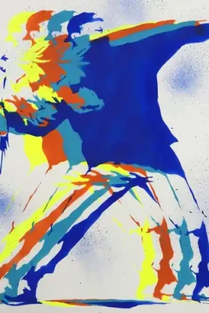 ▷ 70's Banksy Thrower AP (tribute) by Ziegler T, 2022 | Stencil Paintings Budget