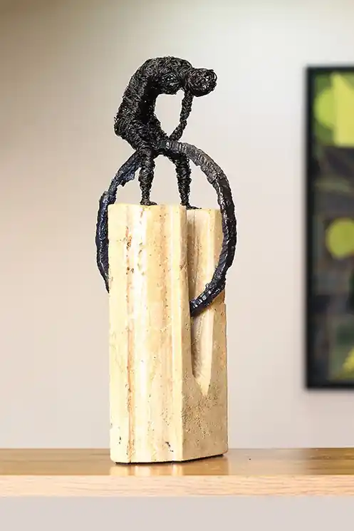 Editor’s Pick ▷ Shattered dream - Iron, Travertine by Karen Akhikyan, 2022 | Iron Sculpture