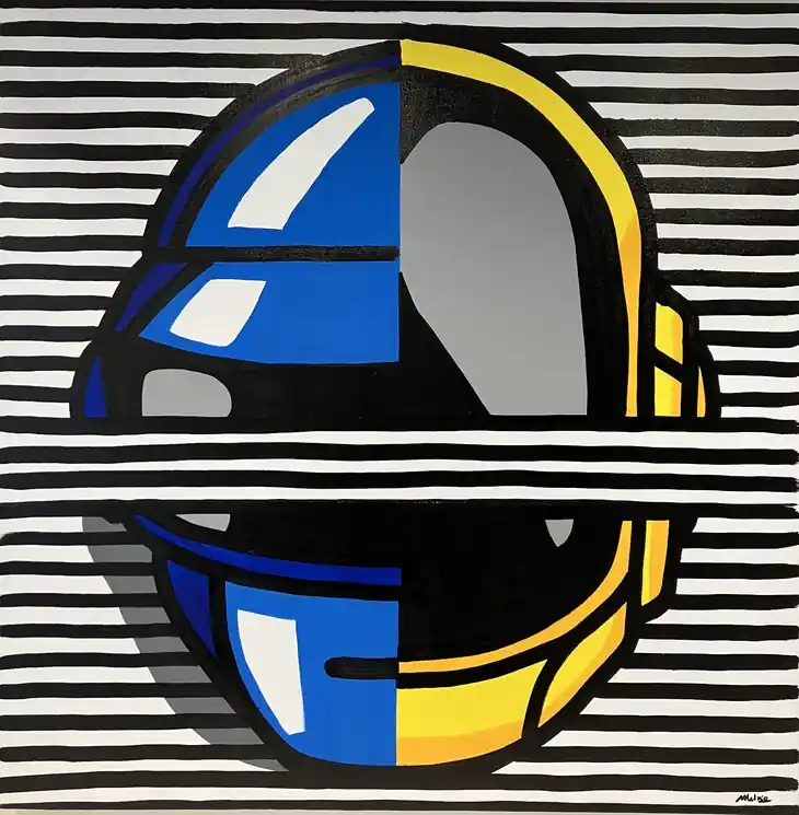 ▷ Stripes Daft Punk by Melkio, 2025 | Mixed Media Painting Certified