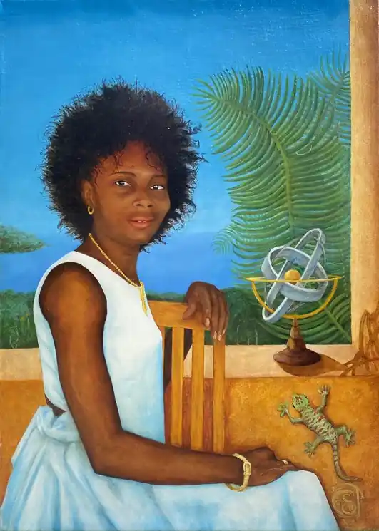 ▷ La dame au gecko, Ilda be by Fransoist, 2020 | Oil Painting for Sale Express Delivery