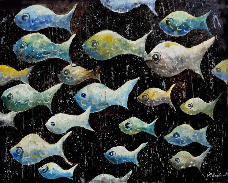 Don’t Miss Out ▷ Drift in the abyss (fish) by Pol Ledent, 2024 | Canvas Painting