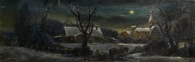 ▷ Christmas Night by Oleg Litvinov, 2004 | Oil Painting for Sale Trending
