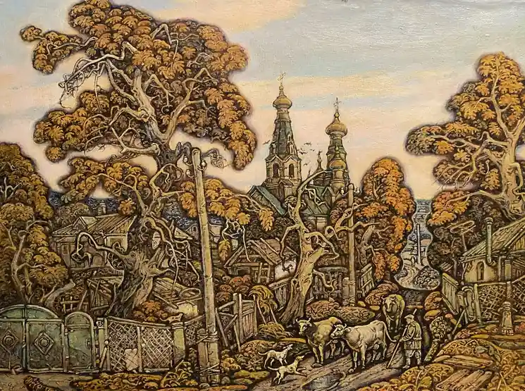 ▷ Autumn, Province by Oleg Litvinov, 2009 | Oil Painting for Sale Genuine