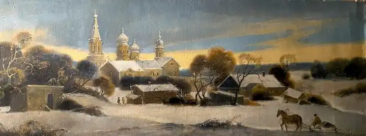 ▷ The Road to the Monastery by Oleg Litvinov, 2015 | Oil Painting for Sale Seasonal Sale