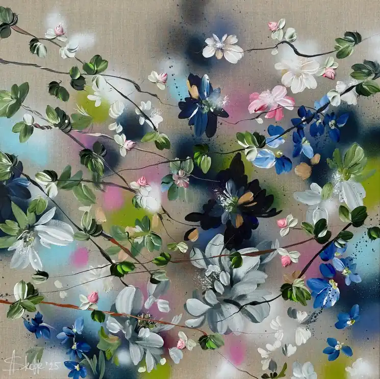 Top Rated ▷ Movement - Roses I by Anastassia Skopp, 2025 | Mixed Media Painting