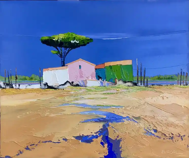 Shop Now ▷ Cabanons des pêcheurs by Eurgal, 2025 | Oil Painting for Sale