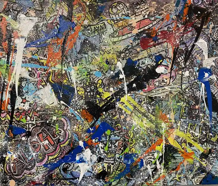 Sale ▷ Vive les splashs et les fleurs by Seb Paul Michel, 2024 | Collage Painting